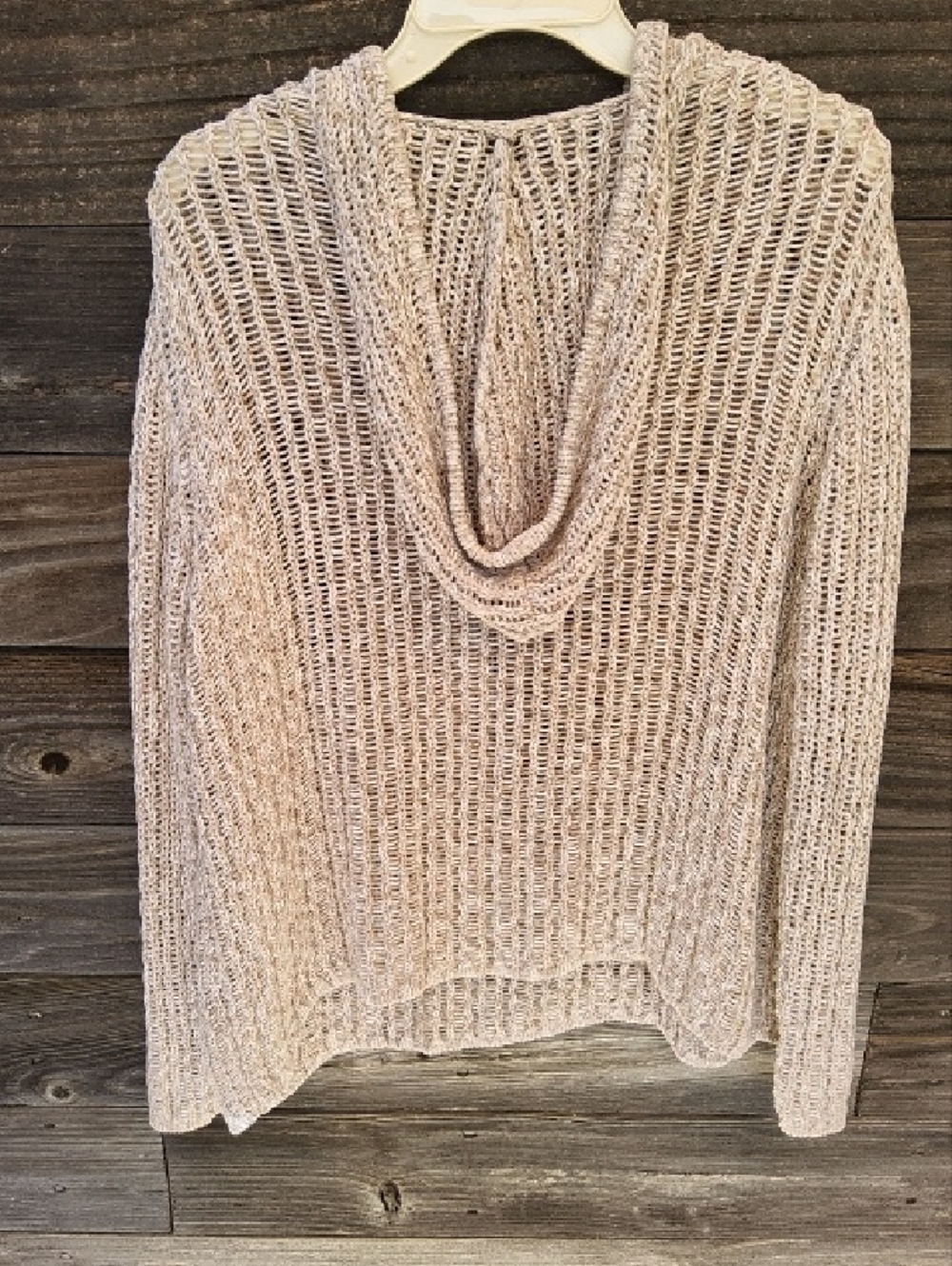 Chico's Open-Weave V-Neck Sweater in Light Beige Size XL - Picture 6 of 9